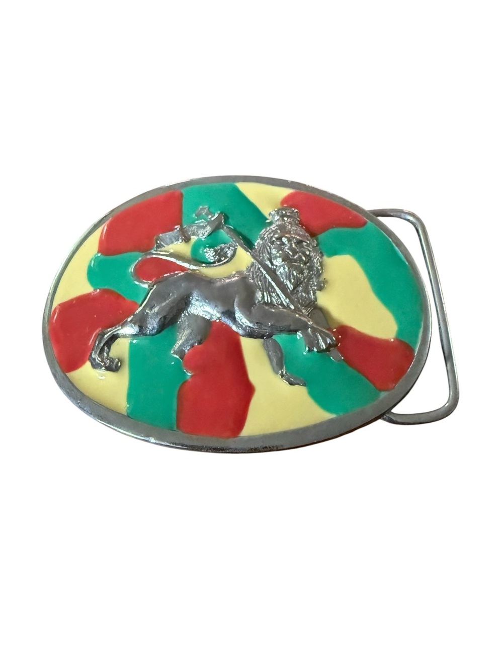 Lion of Judah Rastafarian Belt Buckle Staff Ethiopia Jamaica Rasta Dread